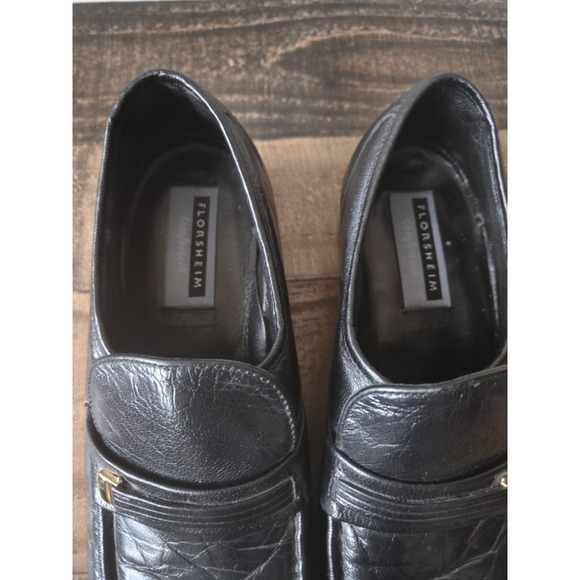 Florsheim Loafers Men's Sz 8.5EEE Black Leather Slip On Dress Shoes - Picture 2 of 8